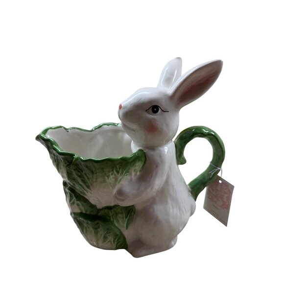 Ceramic Rabbit Holding Cabbage | Spring Decor | Cottagecore - Picture 6 of 7